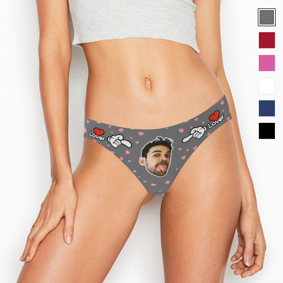 gifts for wife LOVER - WOMEN'S CUSTOM FACE THONG PANTIE UNDERWEAR detail 2