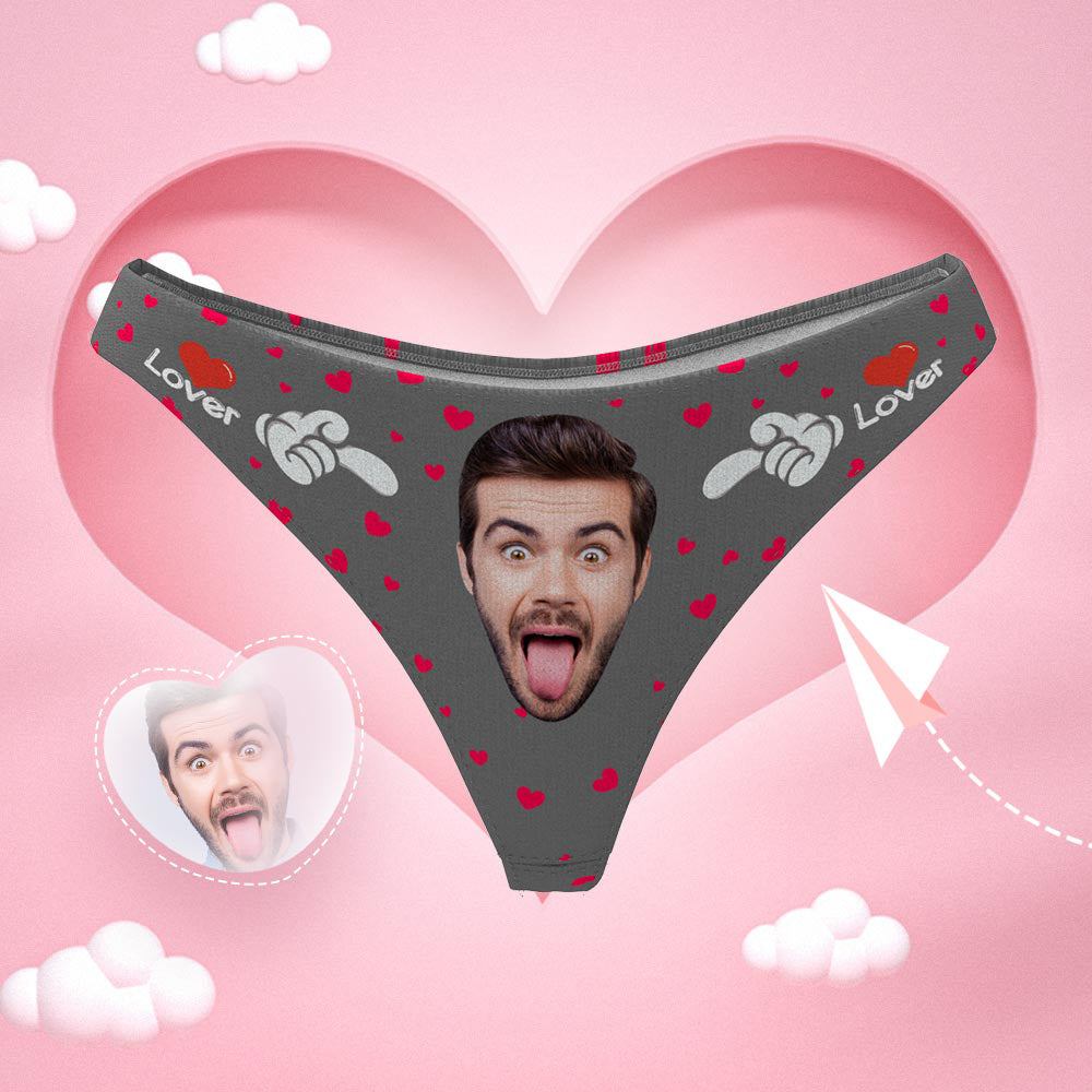 gifts for wife LOVER - WOMEN'S CUSTOM FACE THONG PANTIE UNDERWEAR detail 1