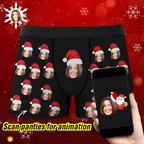 Custom Face Boxers Shorts With Christmas hat Personalized Photo Underwear Christmas Gift For Men
