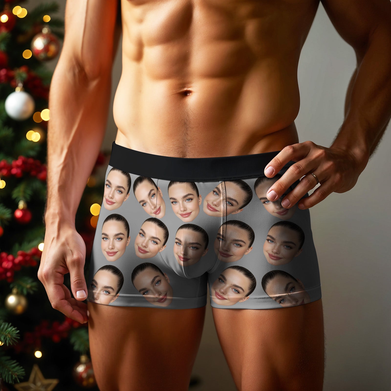 Personalized Big Face Boxer without Custom Belt Text Men Underwear Christmas Gift Personalized Photo Funny Valentines Gift