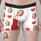 Personalize Face Boxer Love Heart Underwear Custom Funny Underwear Anniversary Gift For Him