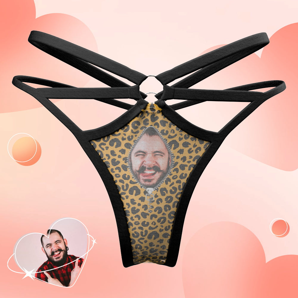 gifts for wife Love Her Always - Heartfelt Gift - Face Thong Leopard Zipper Face Funny Sexy Thongs Personalized Female Boxer