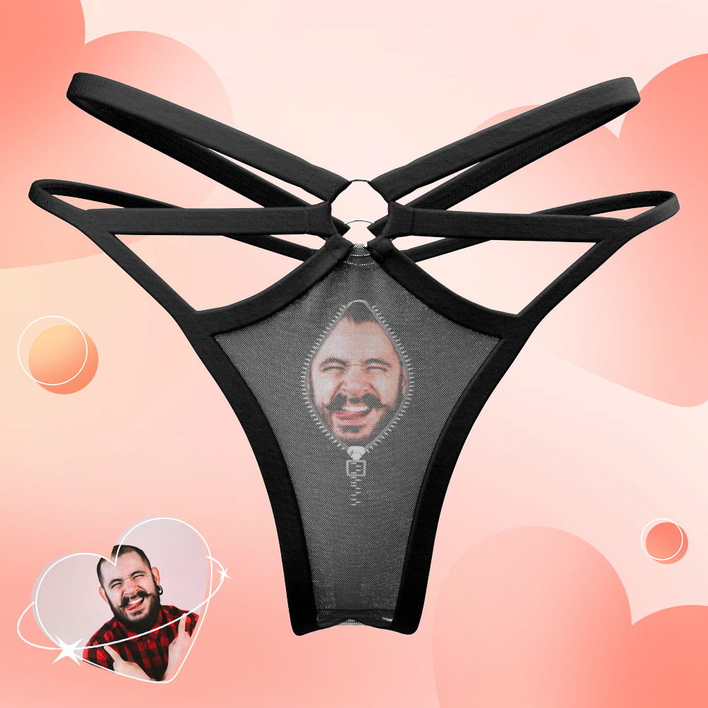 gifts for wife Cherish Every Moment - Heartfelt Gift - Face Thong Personalized Zipper Photo Women's Funny Thongs Female Boxer