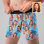 personalized face photo boxer shorts tropical print style gift for boyfriend