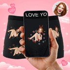Custom Photo Boxer Bunny Girl Underwear Men's Underwear Gift For Boyfriend AR View Valentine's Day Gift