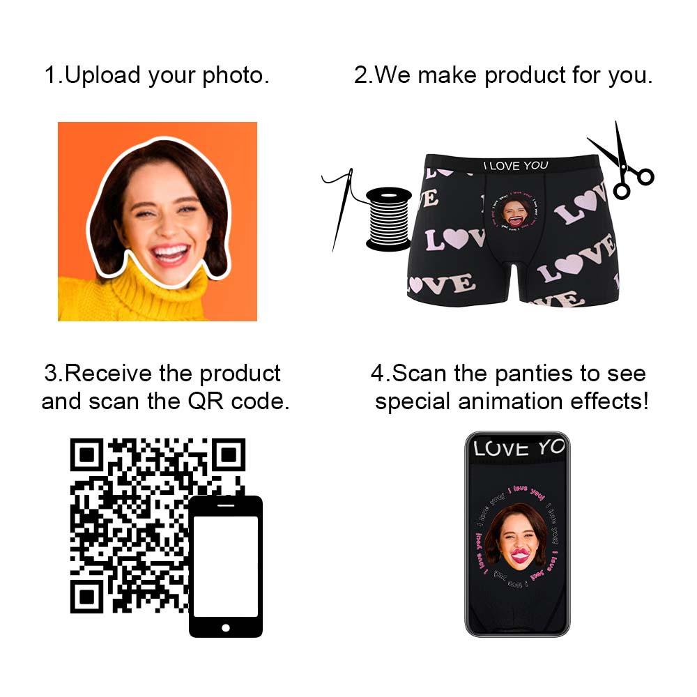 Custom Photo Boxer Kiss Underwear Men's Underwear Gift For Boyfriend AR View