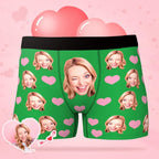 Custom Face Boxer Shorts Men's Underwear with Little Heart