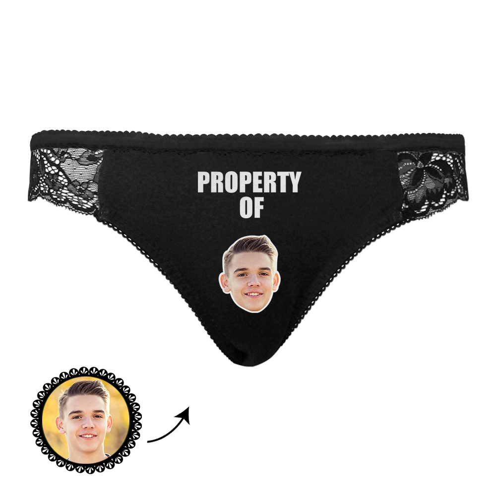 Custom Boyfriend's Face Panties Property of Him Personalized Sexy Panties Valentines Gift For Her