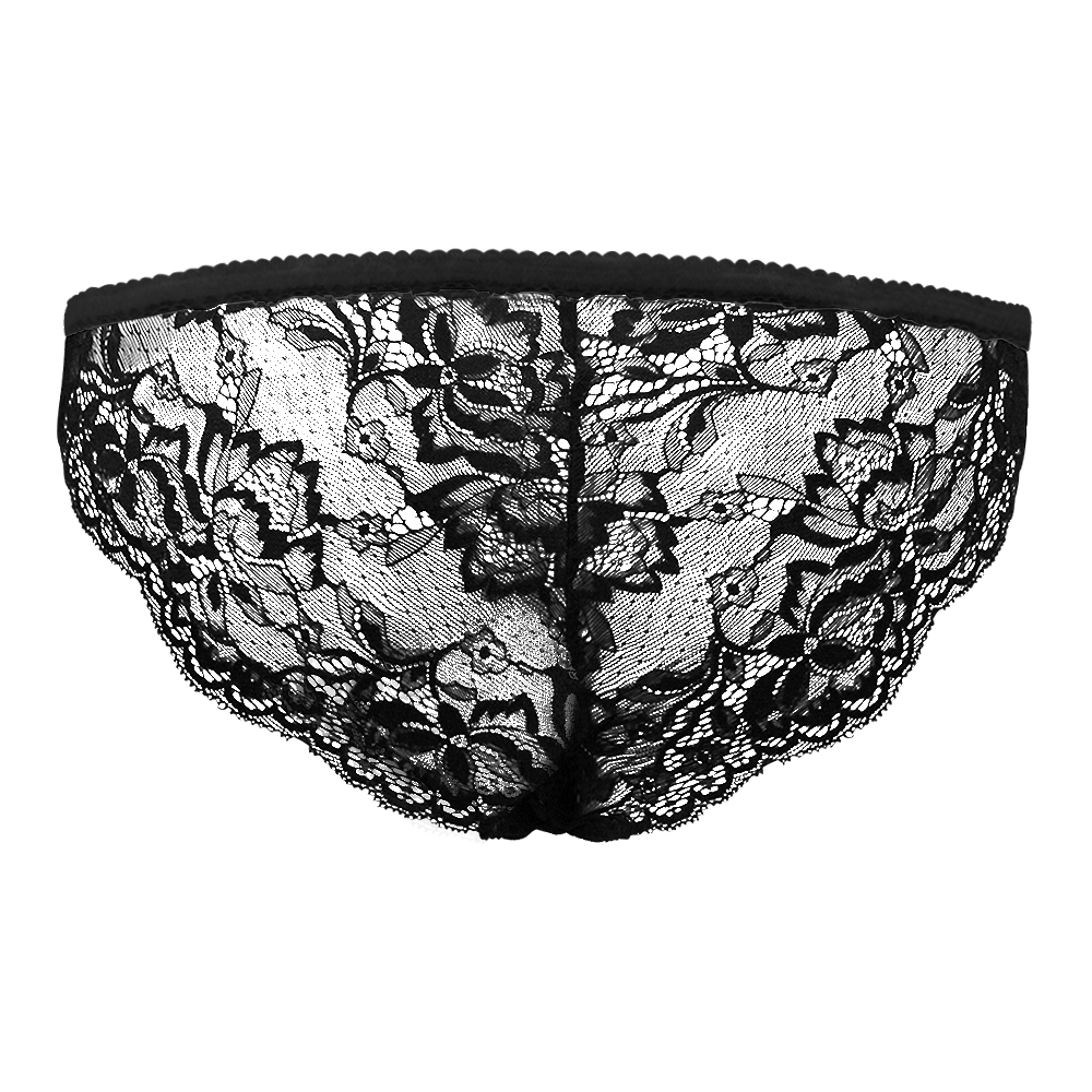 Custom Face Zipper Black Lace Panties Sexy Underwear with Package