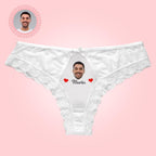 Custom Sexy Lace Panties White Lace Panties Add Boyfriend Face and Name Valentine's Day Present for Her
