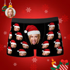 Custom Face Boxers Shorts With Christmas hat Personalized Photo Underwear Christmas Gift For Men