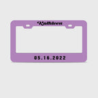 Pair of Universal Custom License Plate Frames Custom Name and Date License Plate Frames