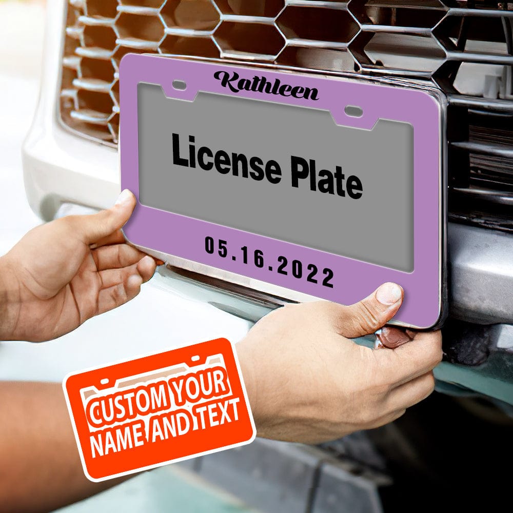 Pair of Universal Custom License Plate Frames Custom Name and Date License Plate Frames