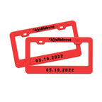 Pair of Universal Custom License Plate Frames Custom Name and Date License Plate Frames