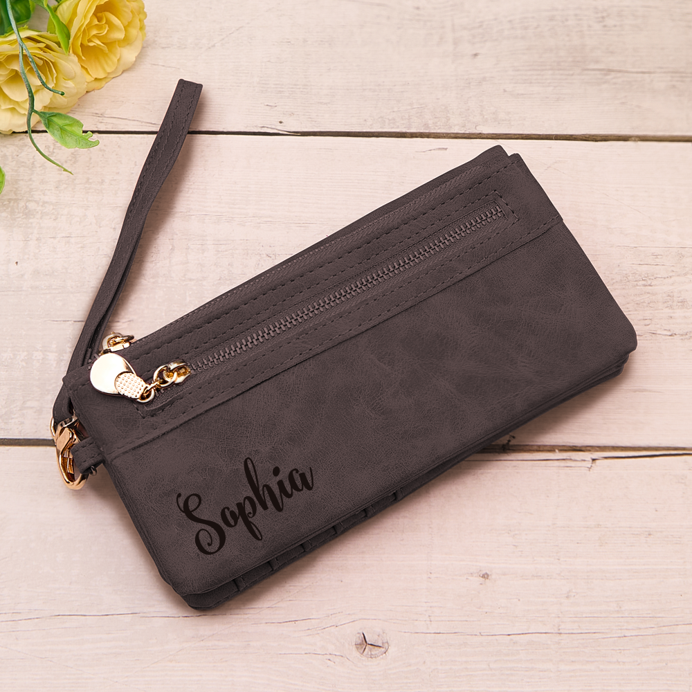 wallet custom text personalization bridesmaid gift for wedding weekend main image