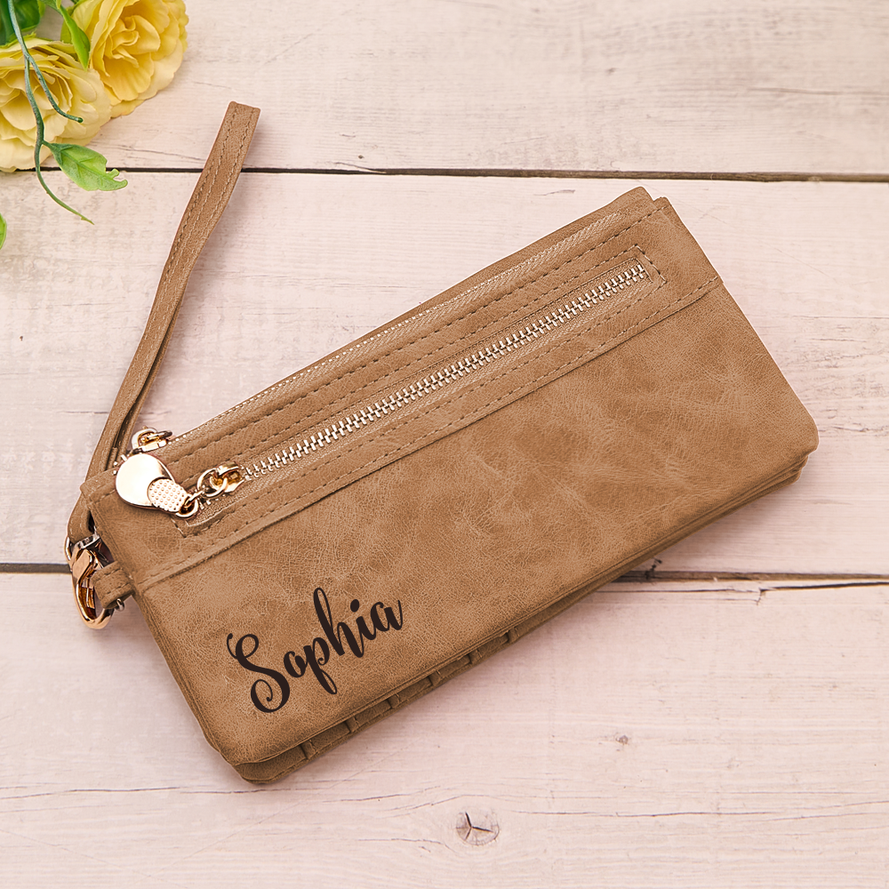 wallet custom text personalization bridesmaid gift for wedding weekend navy blue alternate image
