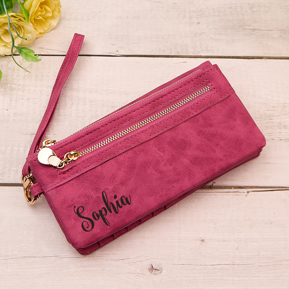 wallet custom text personalization bridesmaid gift for wedding weekend red product image