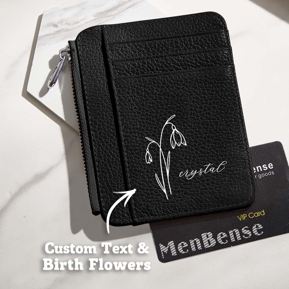 gifts for wife Eternal Love - Personalized Keepsake - Birth Flower PU Leather Wallet with Name 8 Card Slots Wallet Birthday G