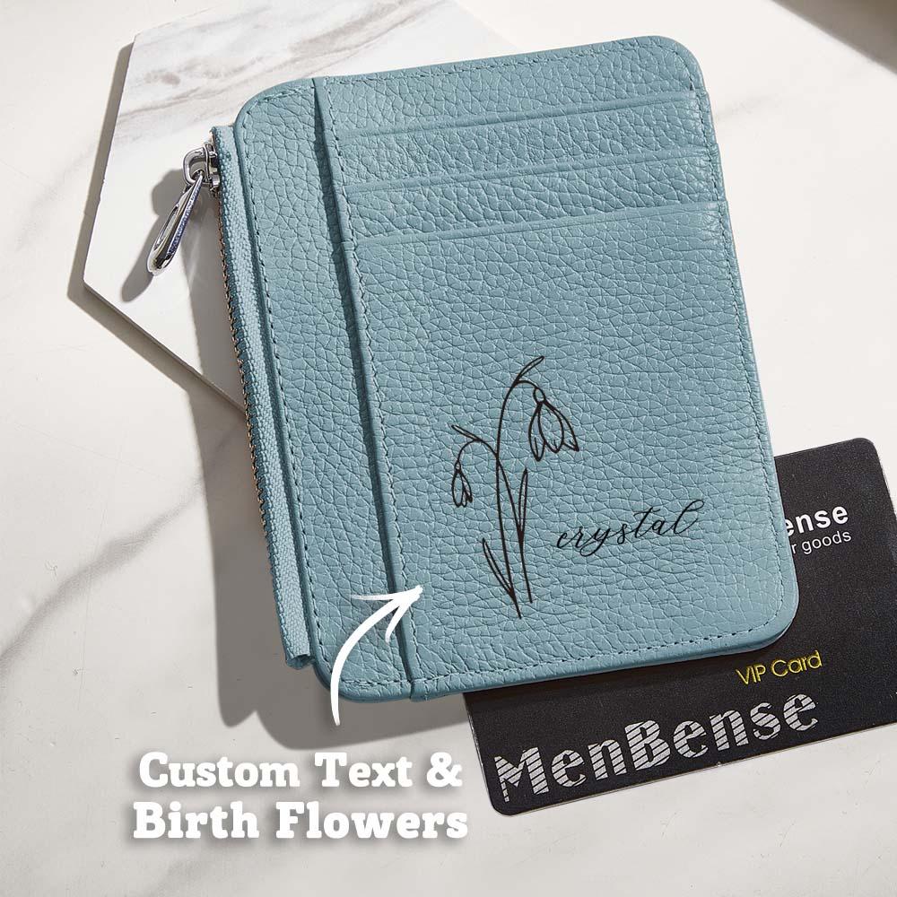 gifts for wife Eternal Love - Personalized Keepsake - Birth Flower PU Leather Wallet with Name 8 Card Slots Wallet Birthday G