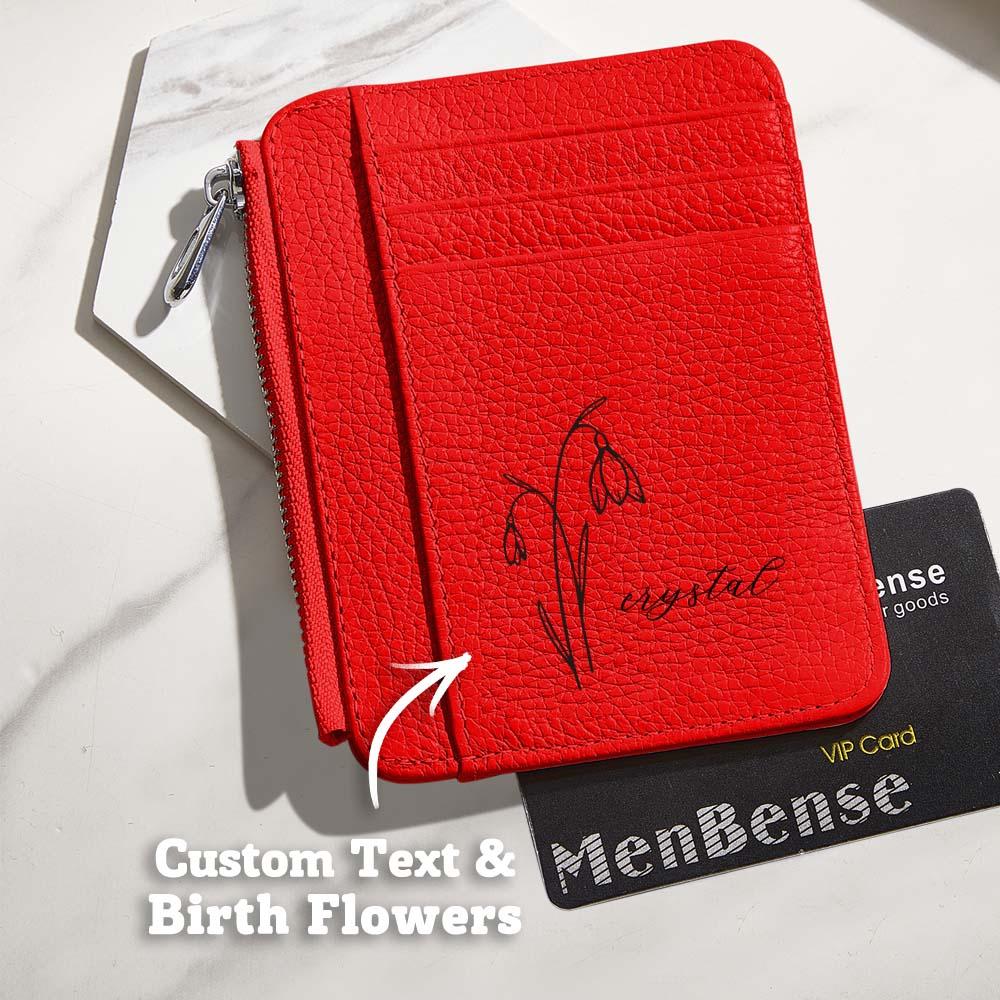 gifts for wife Eternal Love - Personalized Keepsake - Birth Flower PU Leather Wallet with Name 8 Card Slots Wallet Birthday G