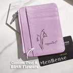gifts for wife Eternal Love - Personalized Keepsake - Birth Flower PU Leather Wallet with Name 8 Card Slots Wallet Birthday G