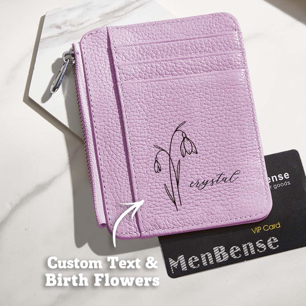 gifts for wife Eternal Love - Personalized Keepsake - Birth Flower PU Leather Wallet with Name 8 Card Slots Wallet Birthday G