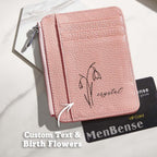 gifts for wife Eternal Love - Personalized Keepsake - Birth Flower PU Leather Wallet with Name 8 Card Slots Wallet Birthday G