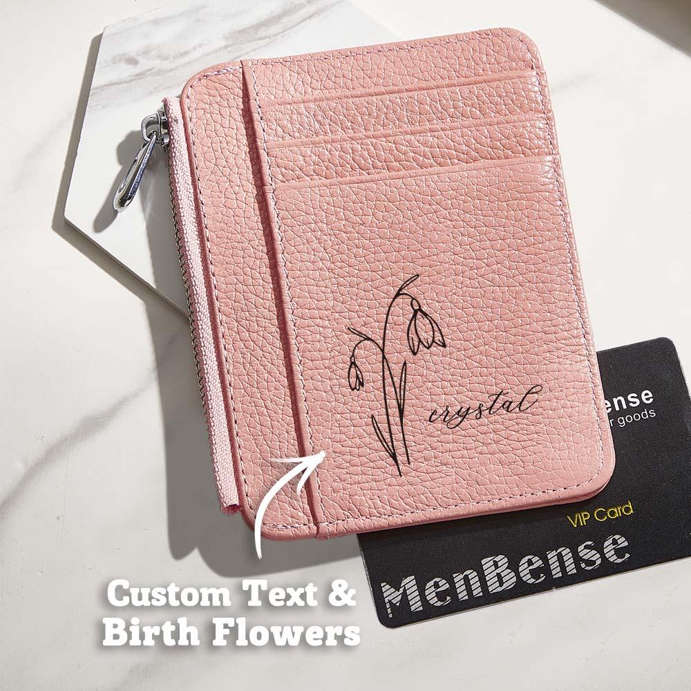 gifts for wife Eternal Love - Personalized Keepsake - Birth Flower PU Leather Wallet with Name 8 Card Slots Wallet Birthday G