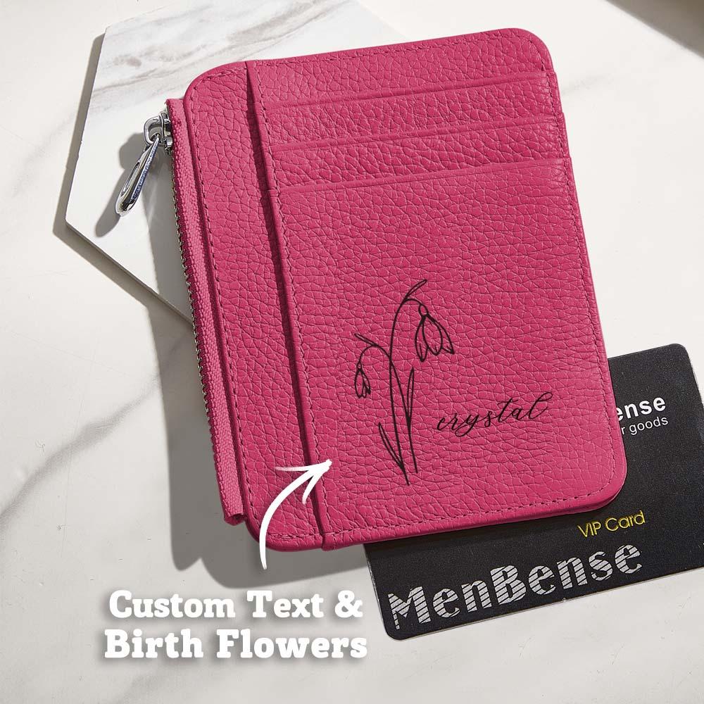 gifts for wife Eternal Love - Personalized Keepsake - Birth Flower PU Leather Wallet with Name 8 Card Slots Wallet Birthday G