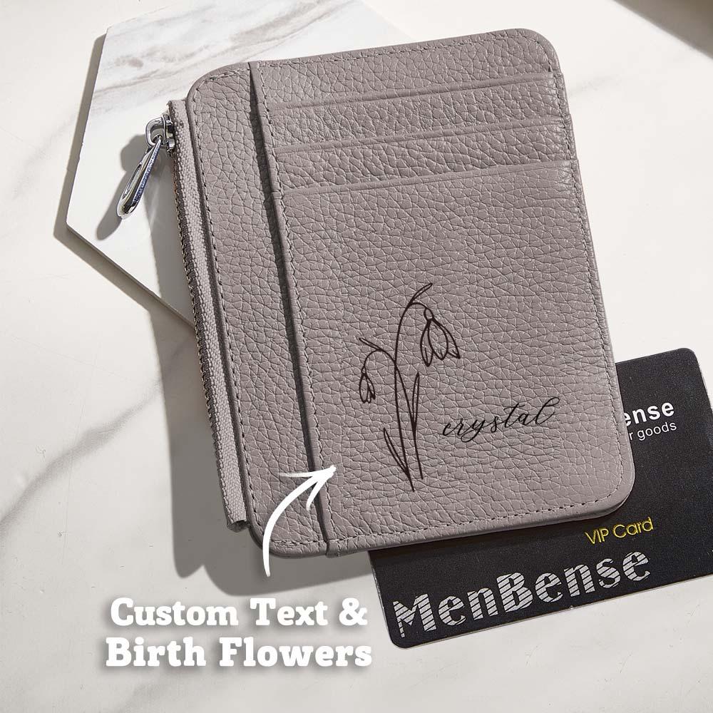 gifts for wife Eternal Love - Personalized Keepsake - Birth Flower PU Leather Wallet with Name 8 Card Slots Wallet Birthday G
