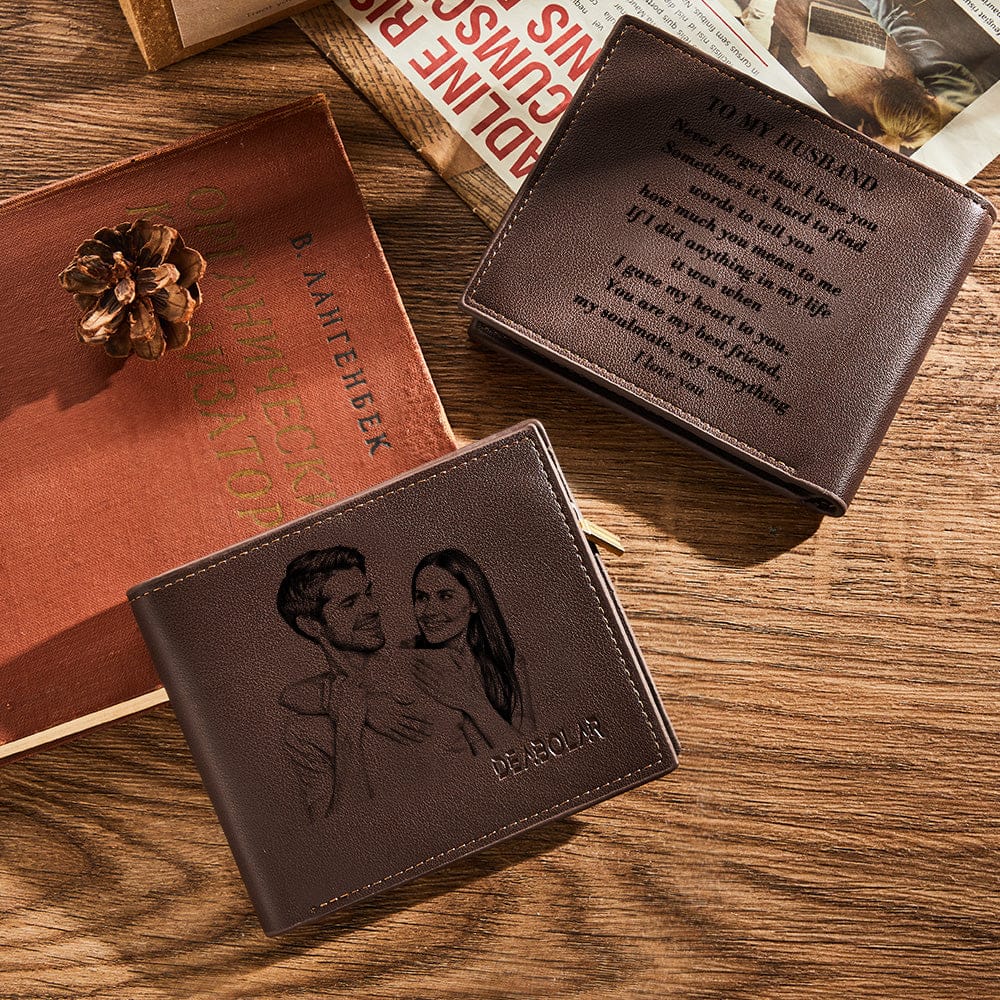 To My Husband  Leather Wallet for Husband  Personalized Photo  Face