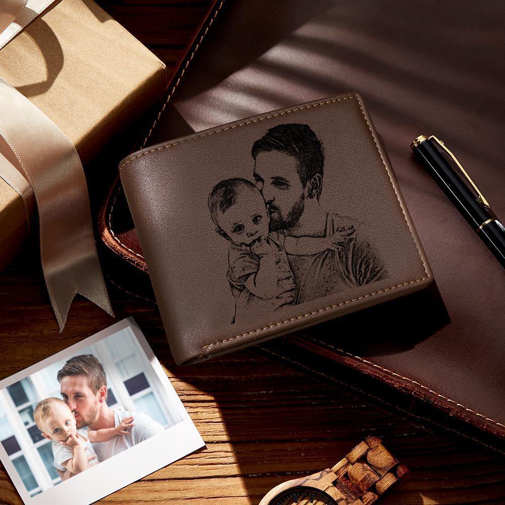 thoughtful leather wallet for dad with custom detail