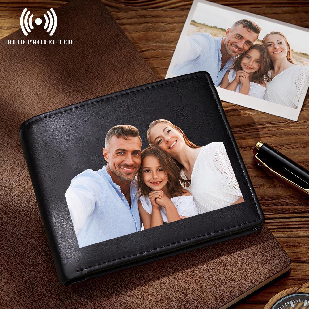 Leather Wallet AntiTheft Brush RFID Protected Mens Wallet  Leather Wallet for Husband  Personalized Photo  Face
