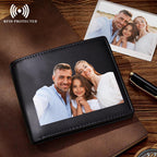 Leather Wallet AntiTheft Brush RFID Protected Mens Wallet  Leather Wallet for Husband  Personalized Photo  Face
