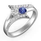 Personalized Two Birthstones Engraved Promise Ring 925 Sterling Silver