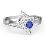 Personalized Two Birthstones Engraved Promise Ring 925 Sterling Silver