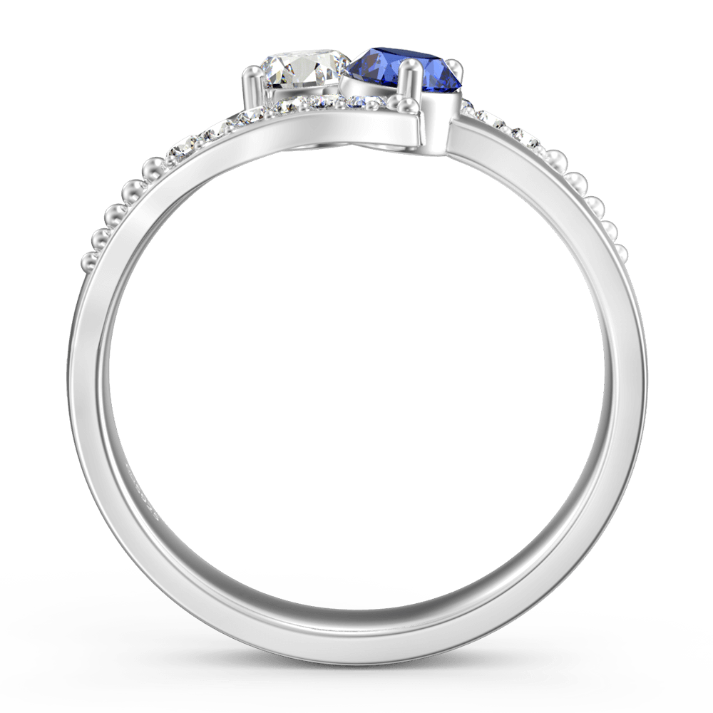 Personalized Two Birthstones Engraved Promise Ring 925 Sterling Silver