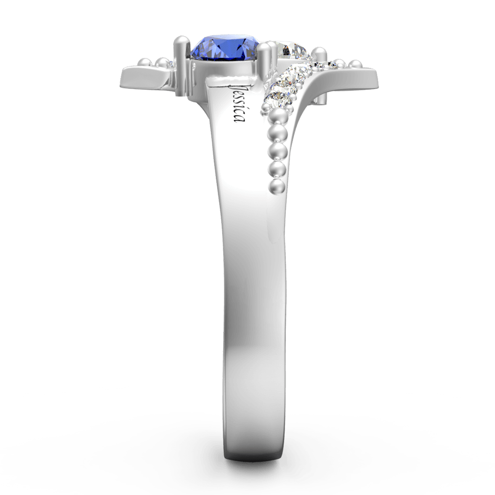 Personalized Two Birthstones Engraved Promise Ring 925 Sterling Silver