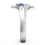 Personalized Two Birthstones Engraved Promise Ring 925 Sterling Silver