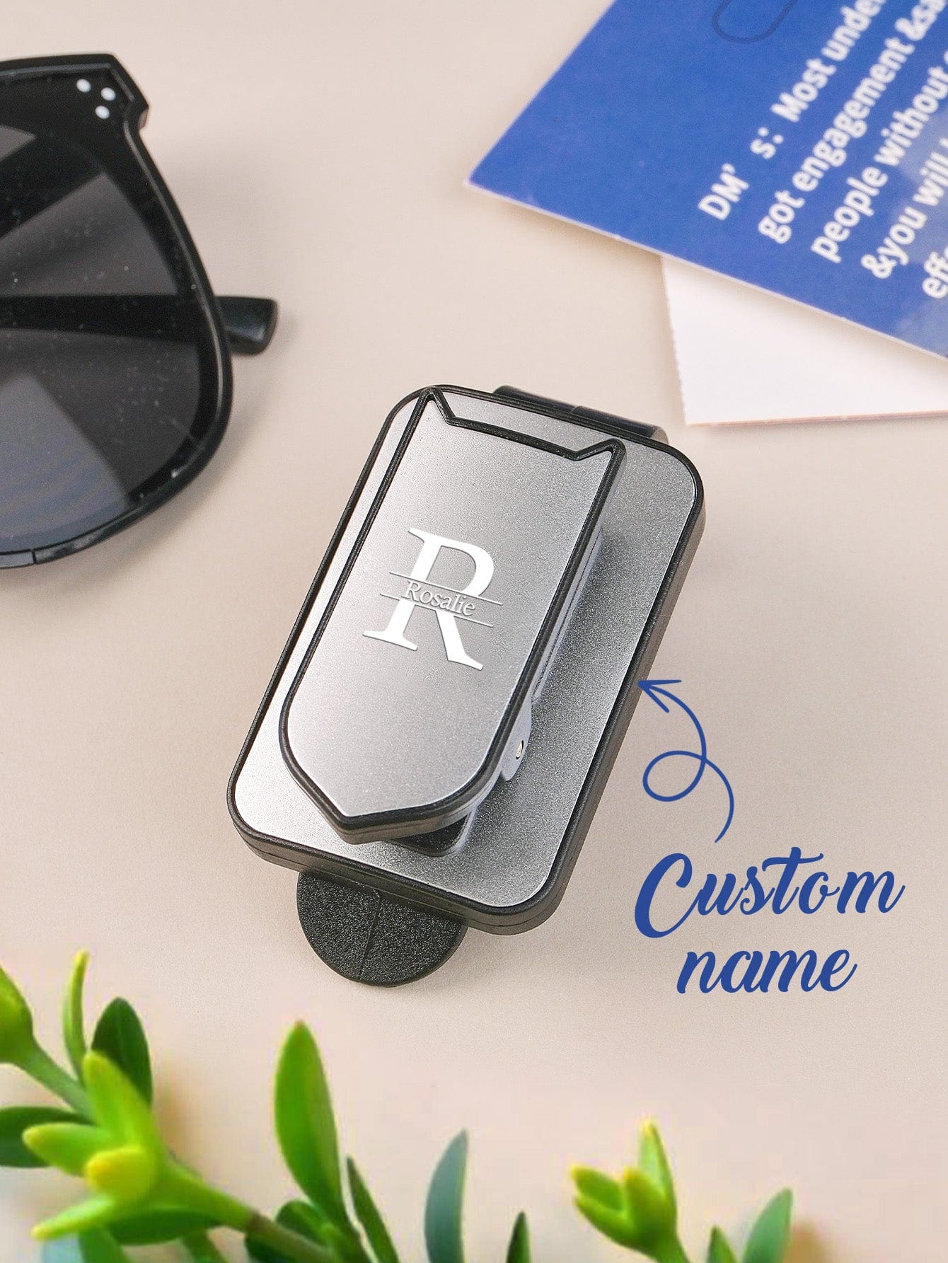 Personalized Name Car Sunglasses Holder Car Sun Visor Clip Birthday Gift for Friend Family