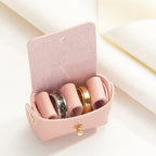 custom leather wedding ring pouch engraved double rings box detail view