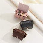 handcrafted leather wedding ring pouch engraved double rings box keepsake