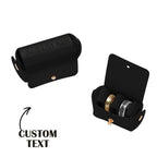 quality leather wedding ring pouch engraved double rings box front view