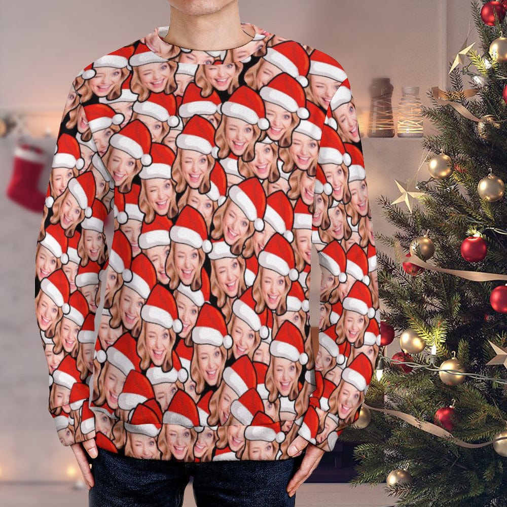 Custom Face Ugly Christmas Sweater Personalized Christmas Hat Sweater For Christmas