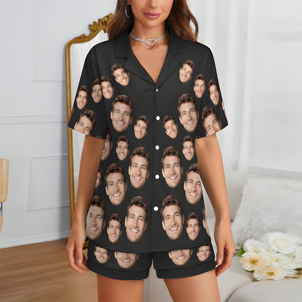 Custom Face Short Sleeve Pajama Valentine's Day Gift for Lover