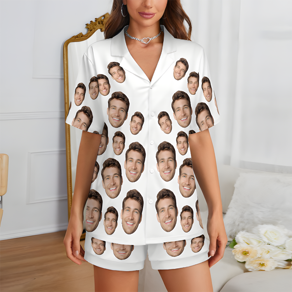 Custom Face Short Sleeve Pajama Valentine's Day Gift for Lover