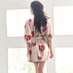 Custom Personalized Pajamas Photo Couple Love Women's Short Pajama Kimono Robe Sleepwear