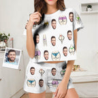 Custom Face Pajamas Personalized Pajamas Sexy Colorful Women's Short Pajama Sets