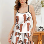 Custom Face Pajamas Suspender Sleepcoat Shorts Lingerie Set Summer Sleepwear - Koalas