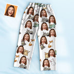 Custom Photo Face Pajama Cartoon Cat Cute Home Gifts